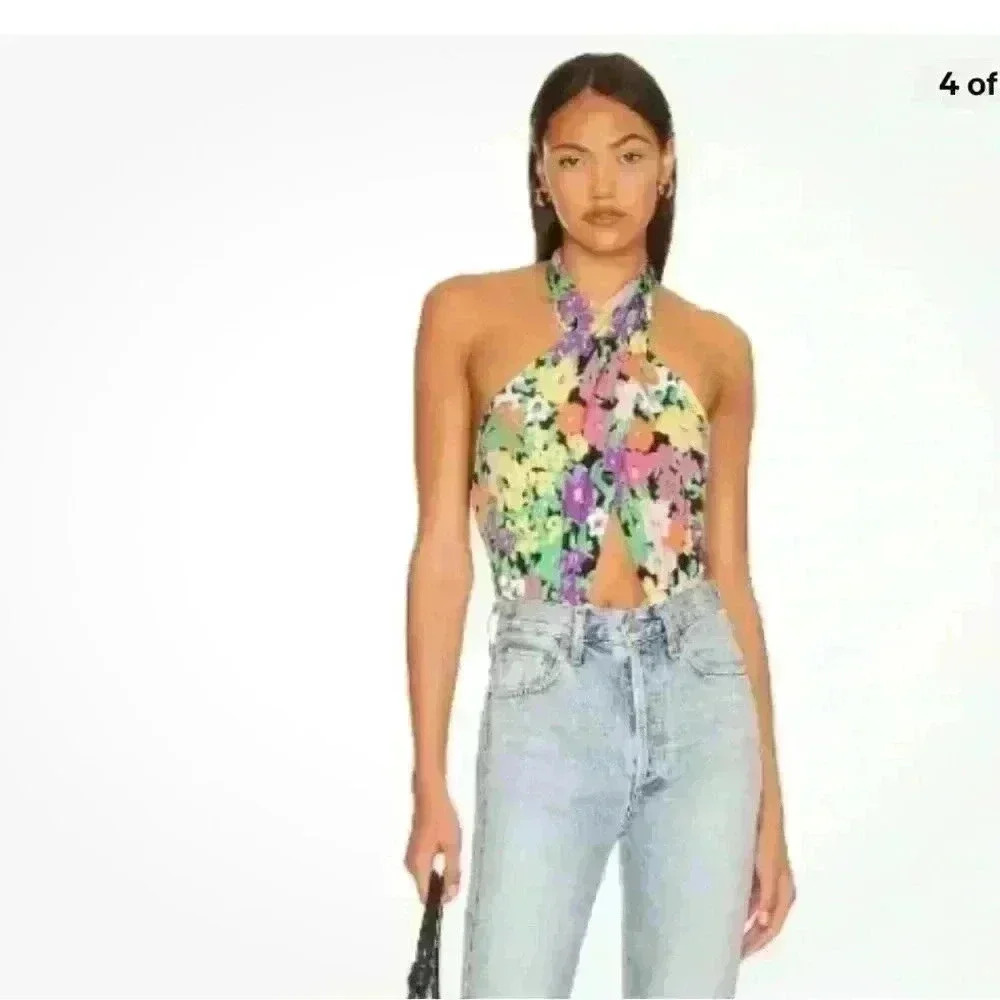 AFRM Rosa Bodysuit in Neon Garden size XS - Picture 6 of 11